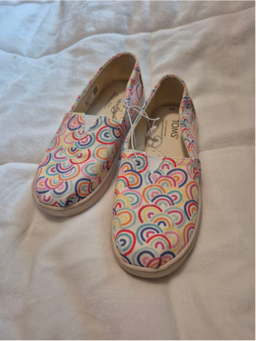 Girls TOMS Sneakers 1 (Little Girl) White Multicolor Rainbow Slip-On